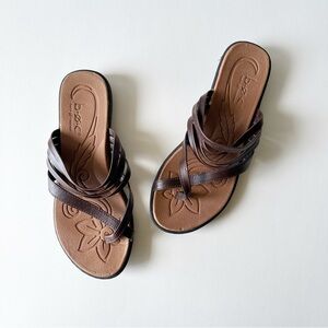 b.o.c. Brown Leather Alisha Slip On Thong Sandals